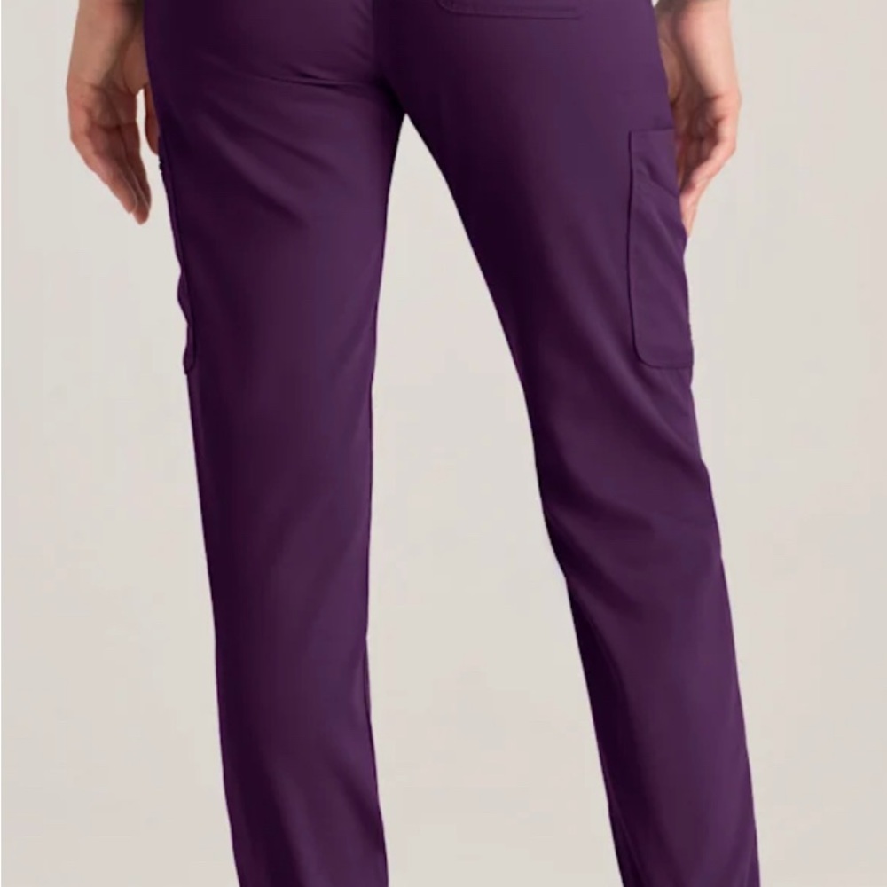 Greys Anatomy Spandex Stretch Carly 7-Pocket Mid-Rise Jogger Pant Eggplant XSP - Picture 2 of 12